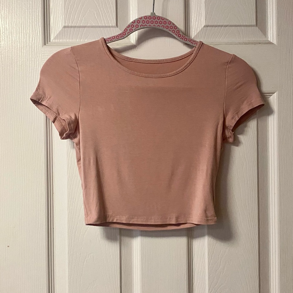 Pink Short Sleeved Crop Top